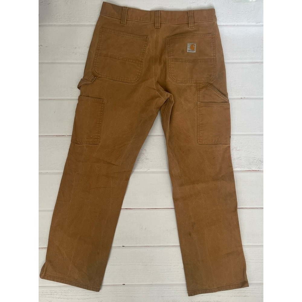 Men's Carhartt Carpenter Pants Workwear Pants Camel Brown 32x29, Trashed - Picture 2 of 5